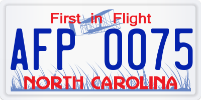 NC license plate AFP0075