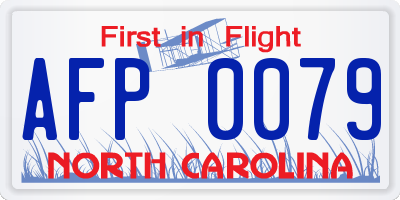 NC license plate AFP0079