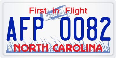 NC license plate AFP0082