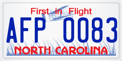 NC license plate AFP0083