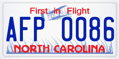 NC license plate AFP0086