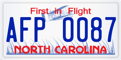 NC license plate AFP0087