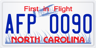 NC license plate AFP0090