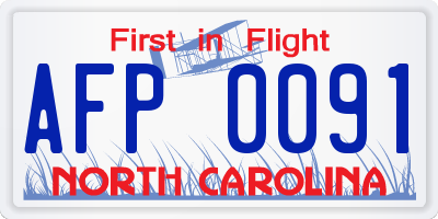 NC license plate AFP0091