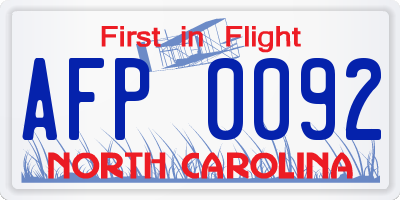 NC license plate AFP0092