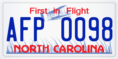 NC license plate AFP0098