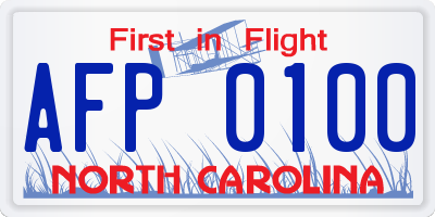 NC license plate AFP0100
