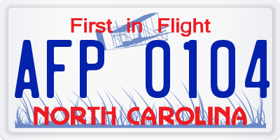 NC license plate AFP0104