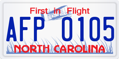 NC license plate AFP0105