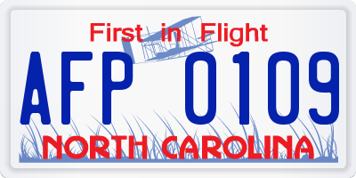 NC license plate AFP0109