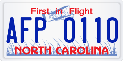 NC license plate AFP0110