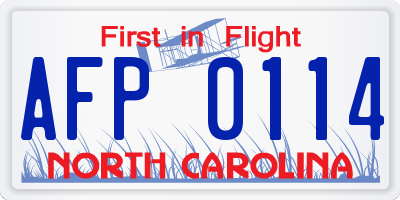 NC license plate AFP0114