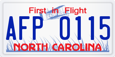NC license plate AFP0115