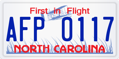 NC license plate AFP0117