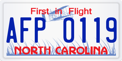 NC license plate AFP0119