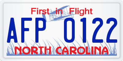 NC license plate AFP0122