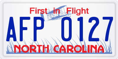 NC license plate AFP0127