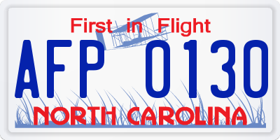 NC license plate AFP0130