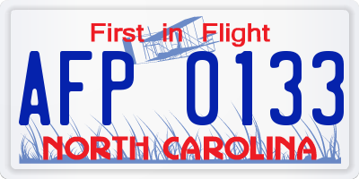 NC license plate AFP0133