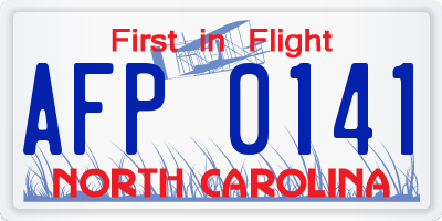 NC license plate AFP0141