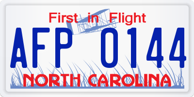 NC license plate AFP0144