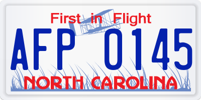 NC license plate AFP0145