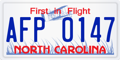 NC license plate AFP0147