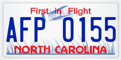 NC license plate AFP0155