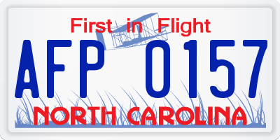 NC license plate AFP0157