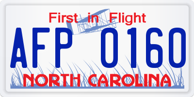 NC license plate AFP0160