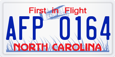NC license plate AFP0164
