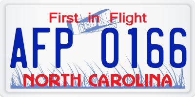 NC license plate AFP0166