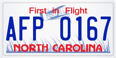NC license plate AFP0167