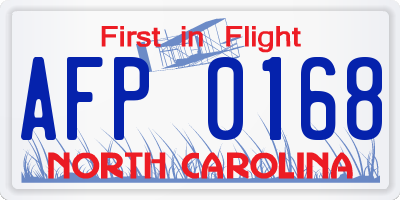NC license plate AFP0168