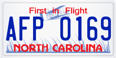 NC license plate AFP0169