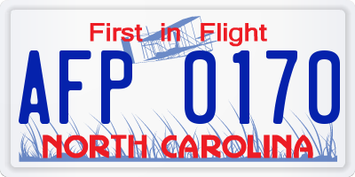 NC license plate AFP0170