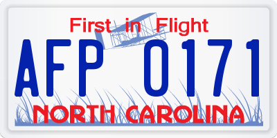 NC license plate AFP0171