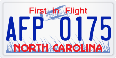 NC license plate AFP0175