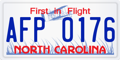 NC license plate AFP0176