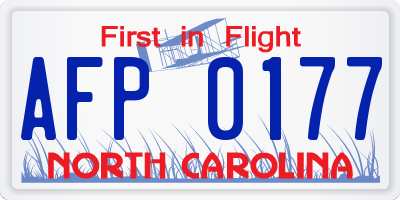 NC license plate AFP0177