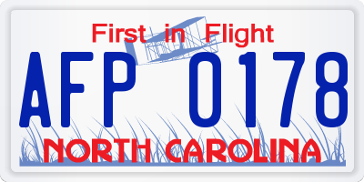NC license plate AFP0178