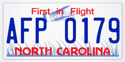 NC license plate AFP0179