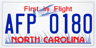 NC license plate AFP0180