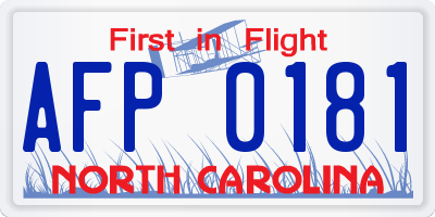 NC license plate AFP0181