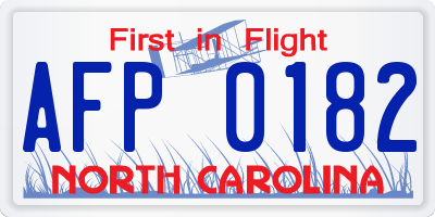 NC license plate AFP0182