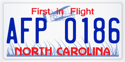 NC license plate AFP0186