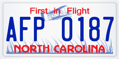 NC license plate AFP0187