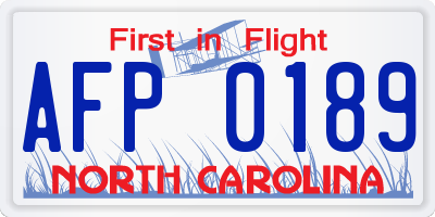 NC license plate AFP0189