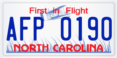NC license plate AFP0190