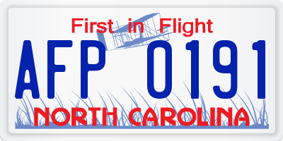 NC license plate AFP0191